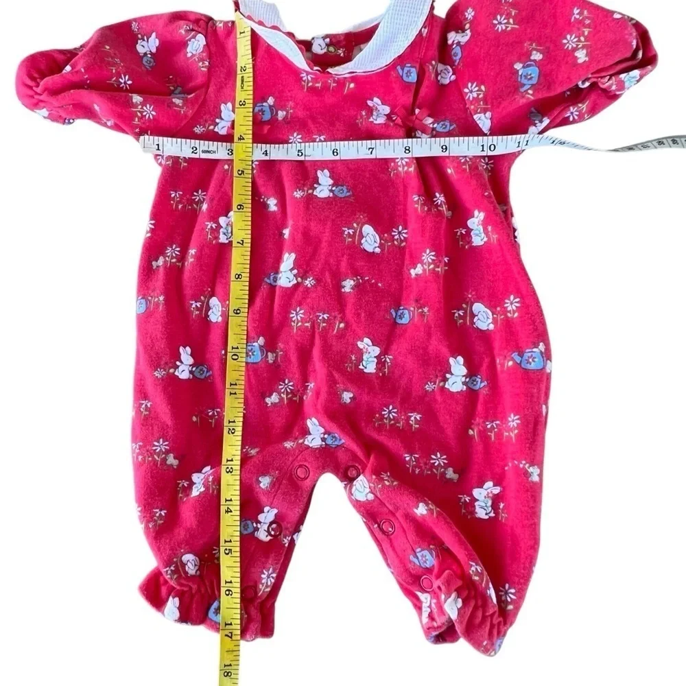 Vintage Carter’s Bunny One Piece Bodysuit Peter Pan Collar Ric Rak Trim 0-3 Mos